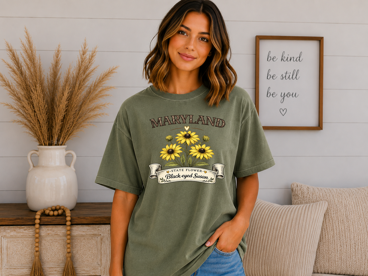Comfort Colors State Flower T-Shirt | Choose From All 50 States | Vintage Floral Botanical Tee