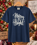 Merry & Bright Christmas Comfort Colors T-Shirt – Cute Holiday Graphic Tee, Festive Christmas Shirt, Cozy Merry and Bright Tee