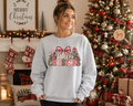 Merry Christmas Gildan Sweatshirt | Pink Bow & Leopard Print Christmas Crewneck | Cute Girly Holiday Graphic Sweatshirt