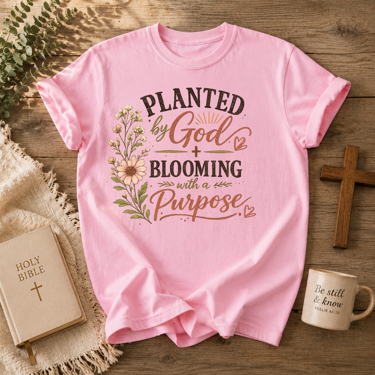 Planted by God Blooming With A Purpose, Faith, Jesus, Comfort Colors Tshirt