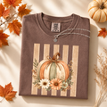 Pumpkin Stripes, Boho, Floral, Cute, Fall, Autumn, Comfort Colors