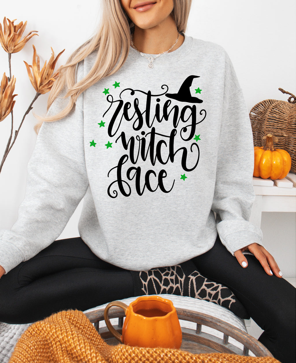 Resting Witch Face, Halloween, Witch, Funny, Gildan Sweatshirt