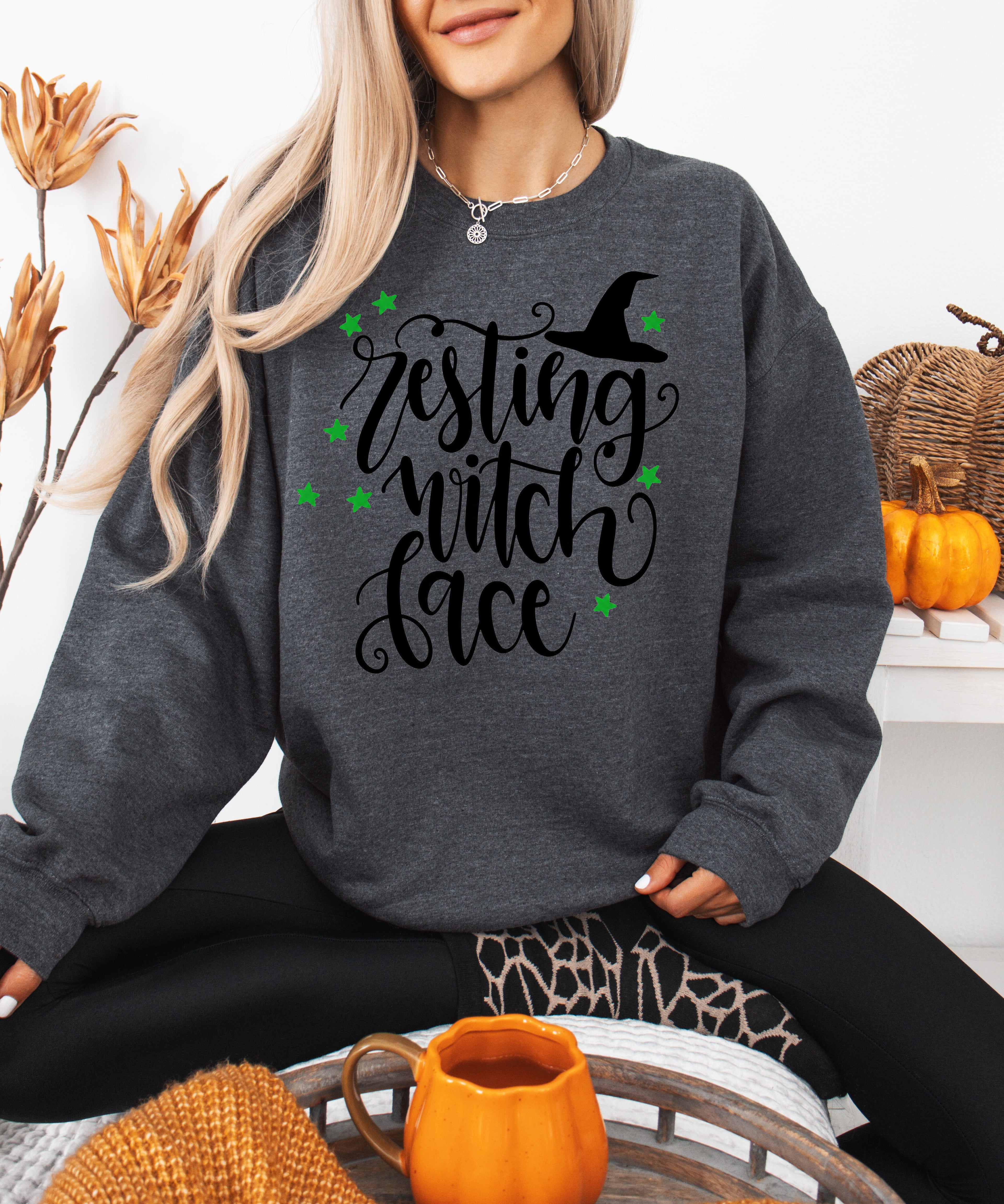 Resting Witch Face, Halloween, Witch, Funny, Gildan Sweatshirt