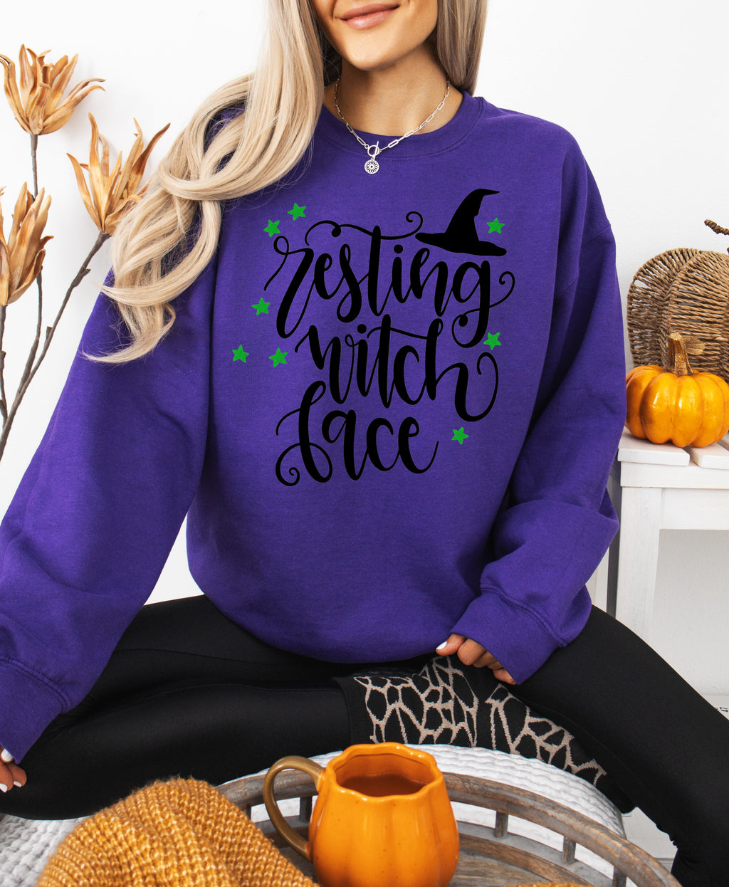 Resting Witch Face, Halloween, Witch, Funny, Gildan Sweatshirt