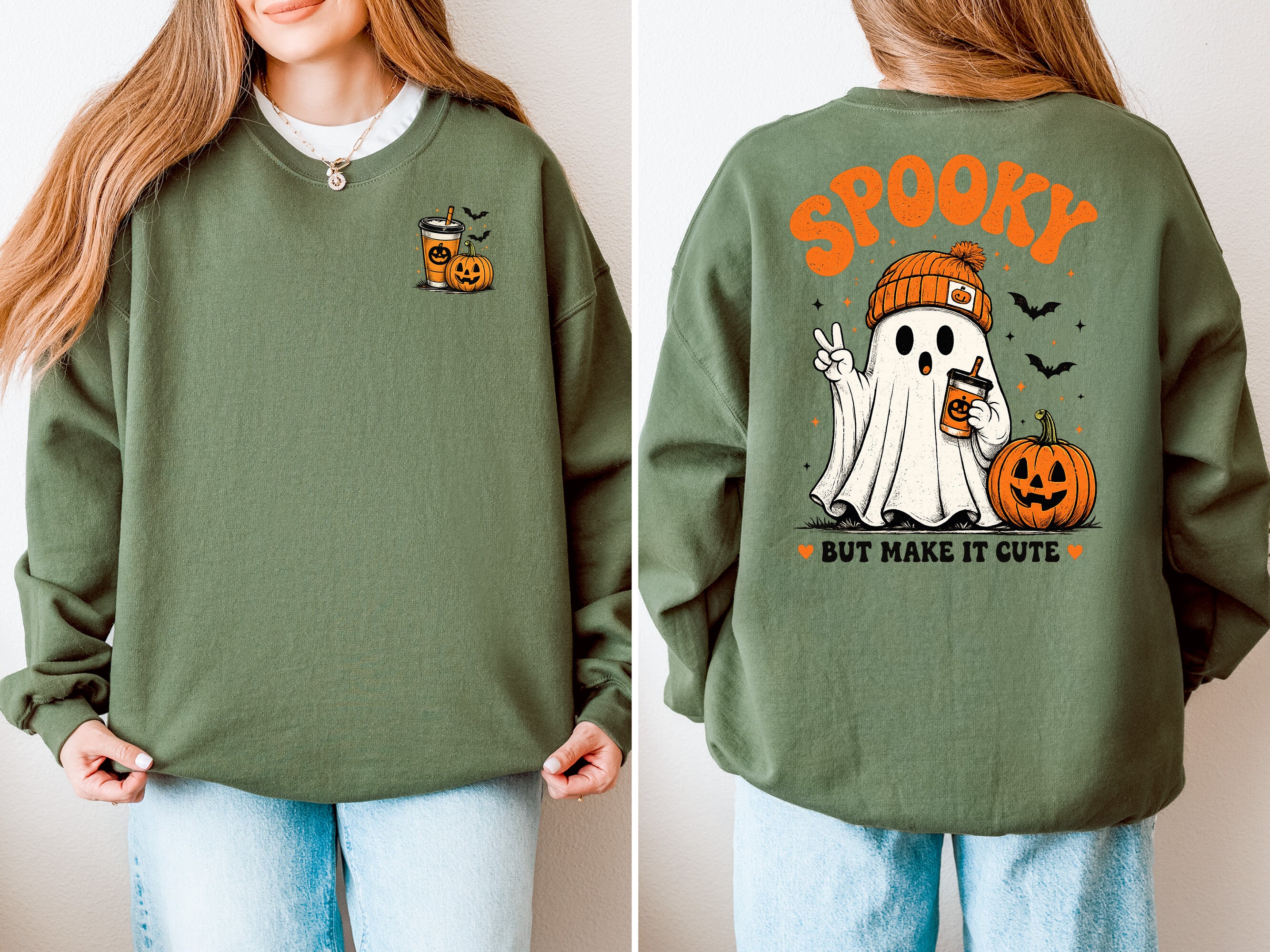 Spooky But Make It Cute, Ghost, Pumpkin, Cute, Halloween