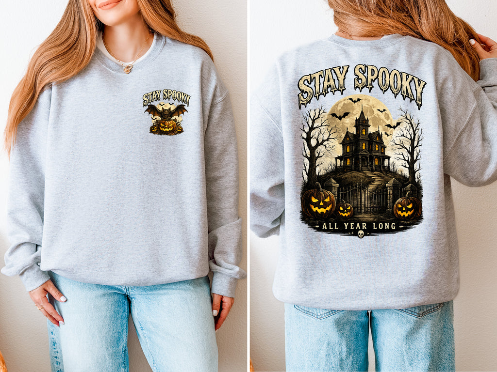 Stay Spooky, Halloween, Spooky, Jack o Lantern, Bat, Gildan Sweatshirt