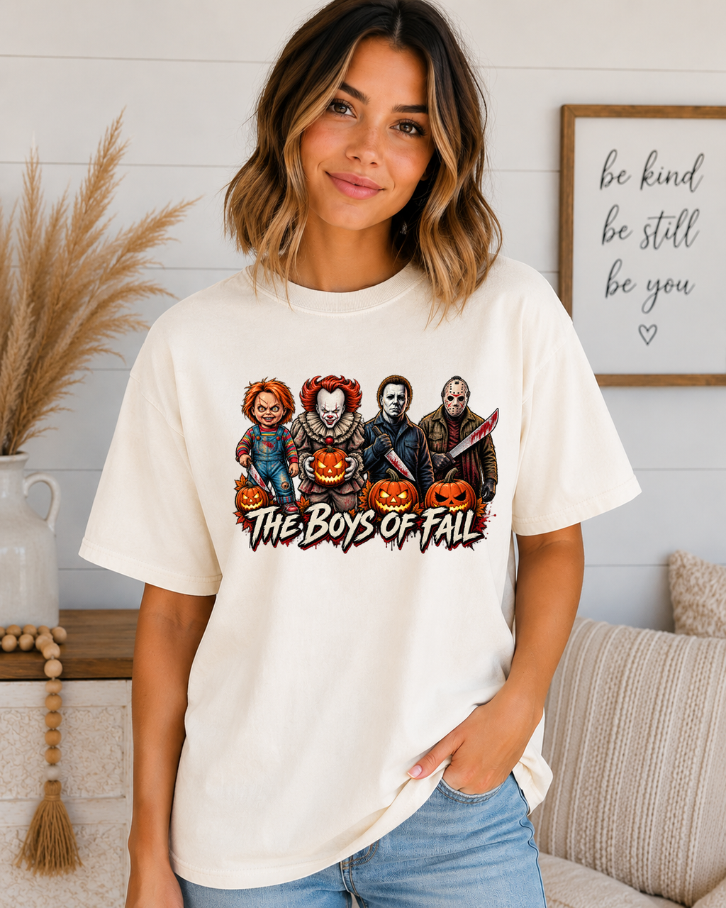 The Boys of Fall Comfort Colors T-Shirt – Horror Icons Halloween Graphic Tee, Spooky Season Shirt