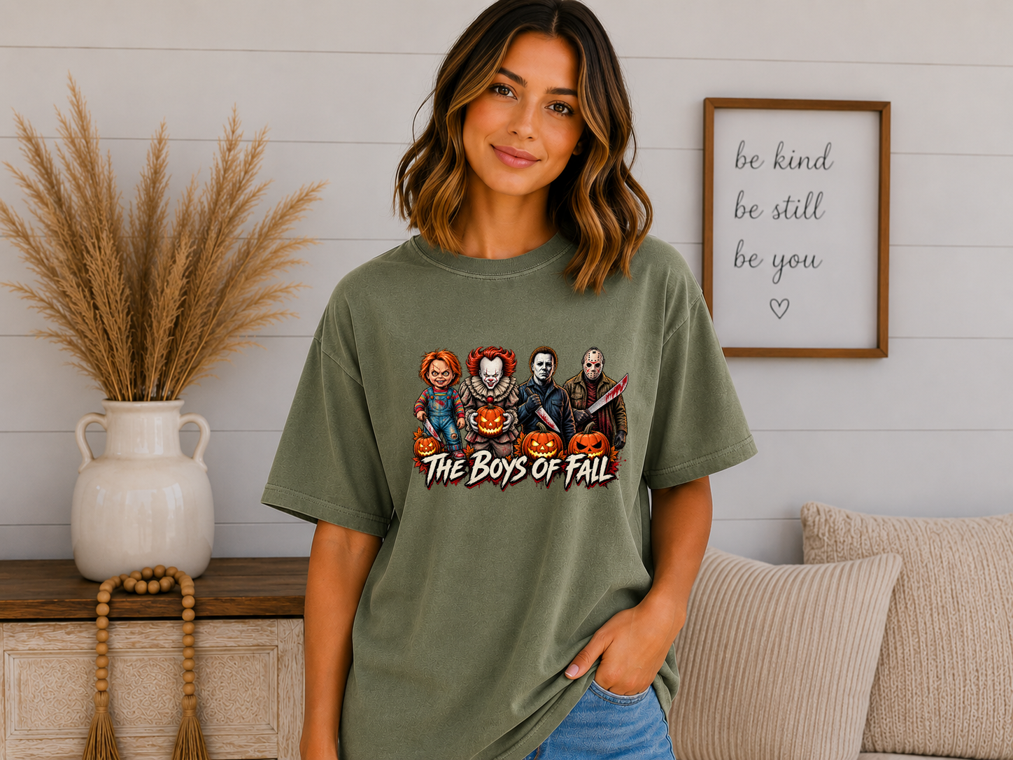 The Boys of Fall Comfort Colors T-Shirt – Horror Icons Halloween Graphic Tee, Spooky Season Shirt