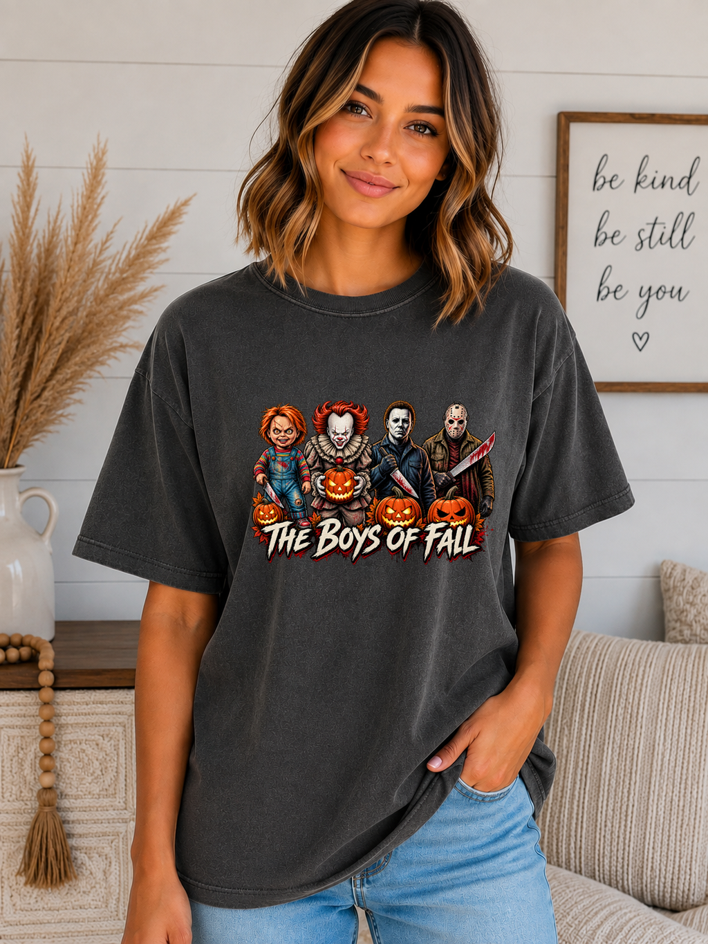 The Boys of Fall Comfort Colors T-Shirt – Horror Icons Halloween Graphic Tee, Spooky Season Shirt