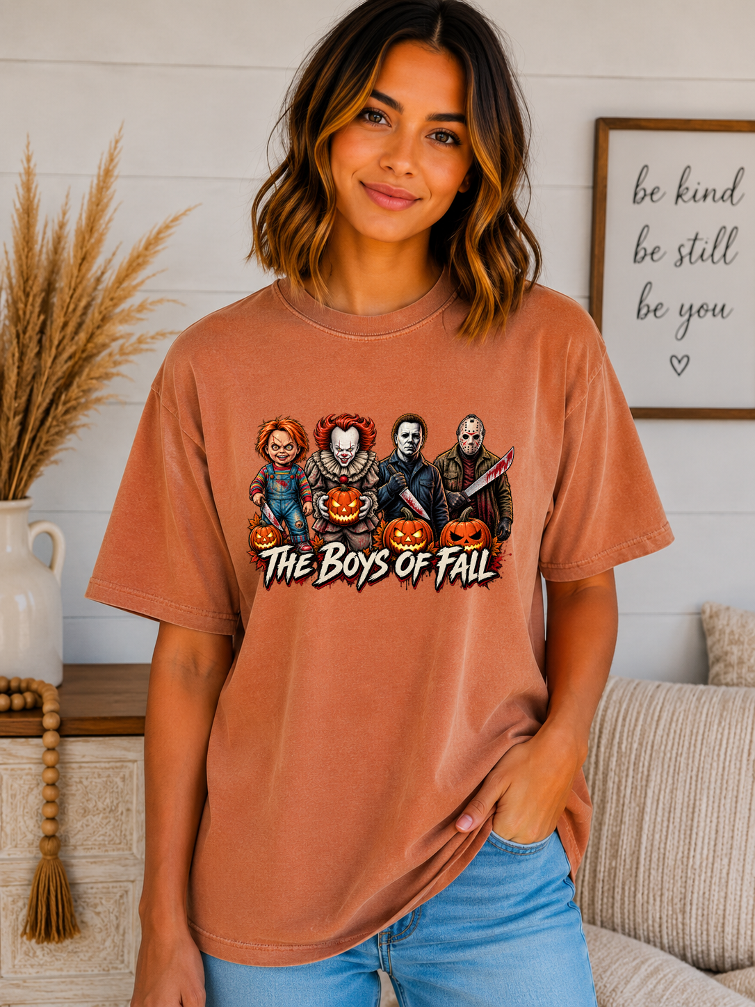The Boys of Fall Comfort Colors T-Shirt – Horror Icons Halloween Graphic Tee, Spooky Season Shirt