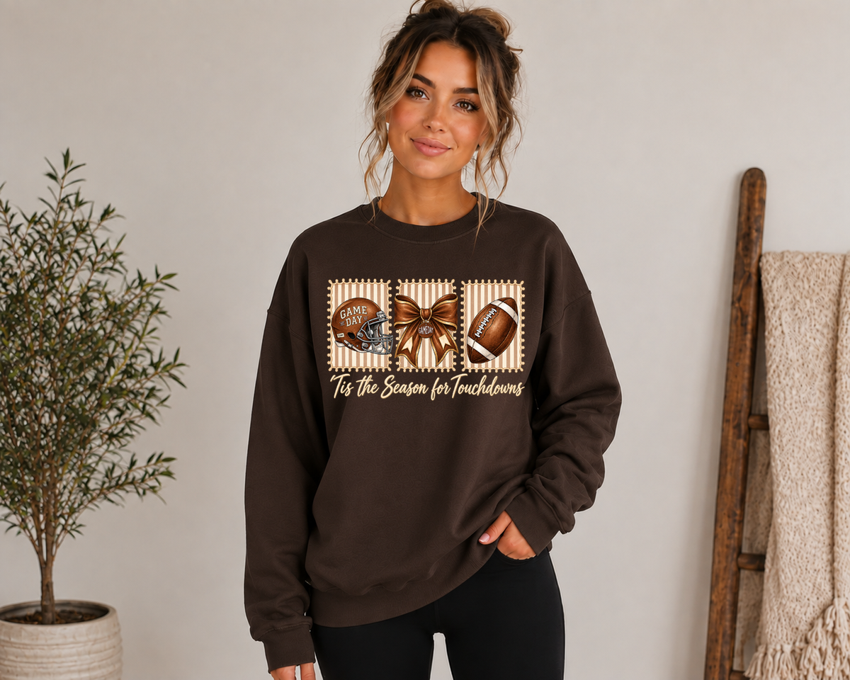 Tis the Season for Touchdowns Gildan Sweatshirt | Cute Game Day Football Crewneck