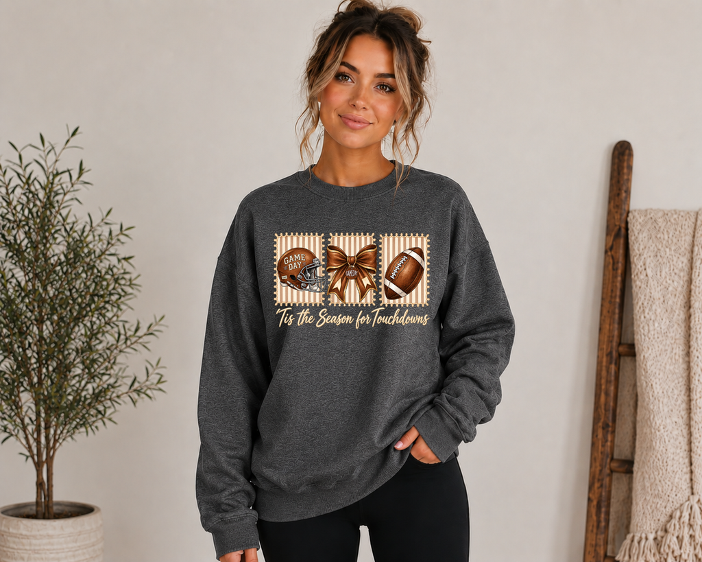 Tis the Season for Touchdowns Gildan Sweatshirt | Cute Game Day Football Crewneck