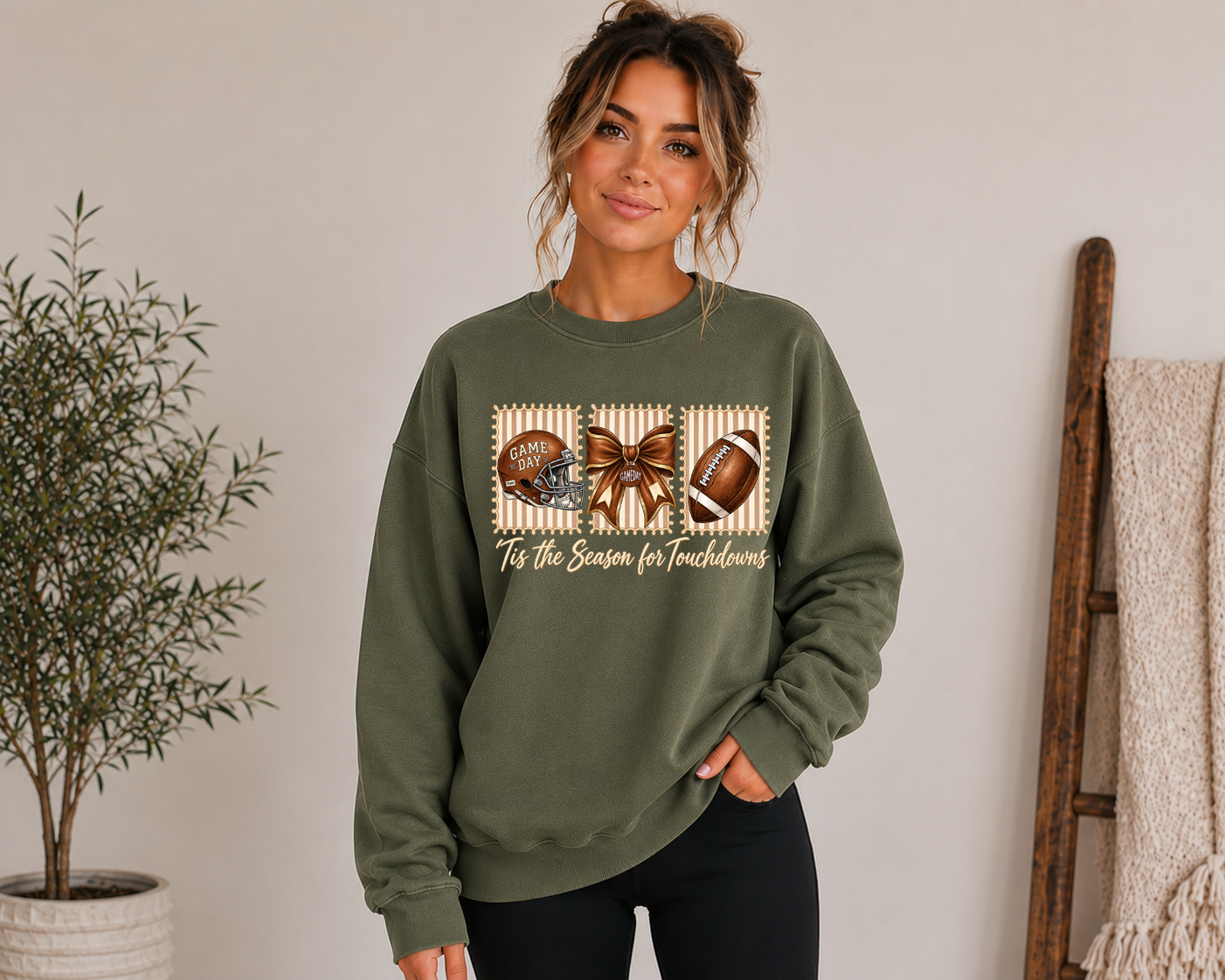 Tis the Season for Touchdowns Gildan Sweatshirt | Cute Game Day Football Crewneck