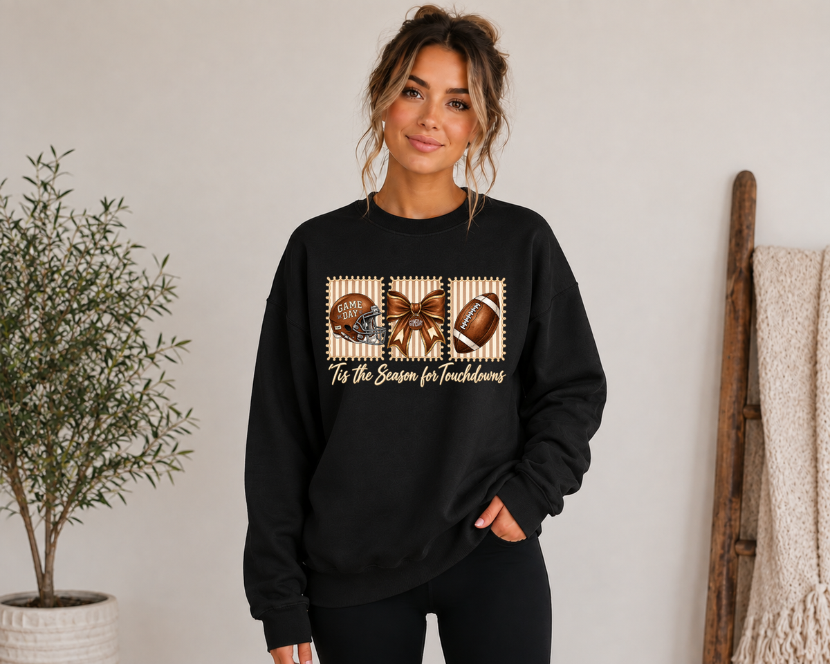 Tis the Season for Touchdowns Gildan Sweatshirt | Cute Game Day Football Crewneck