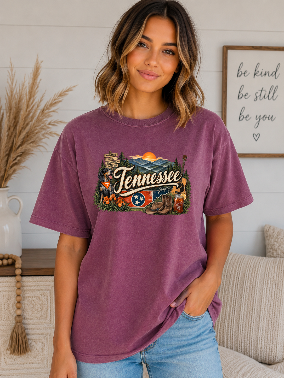 Tennessee Home Sweet Home Comfort Colors T-Shirt – Smoky Mountains, Music, Sweet Tea & Volunteer State Graphic Tee
