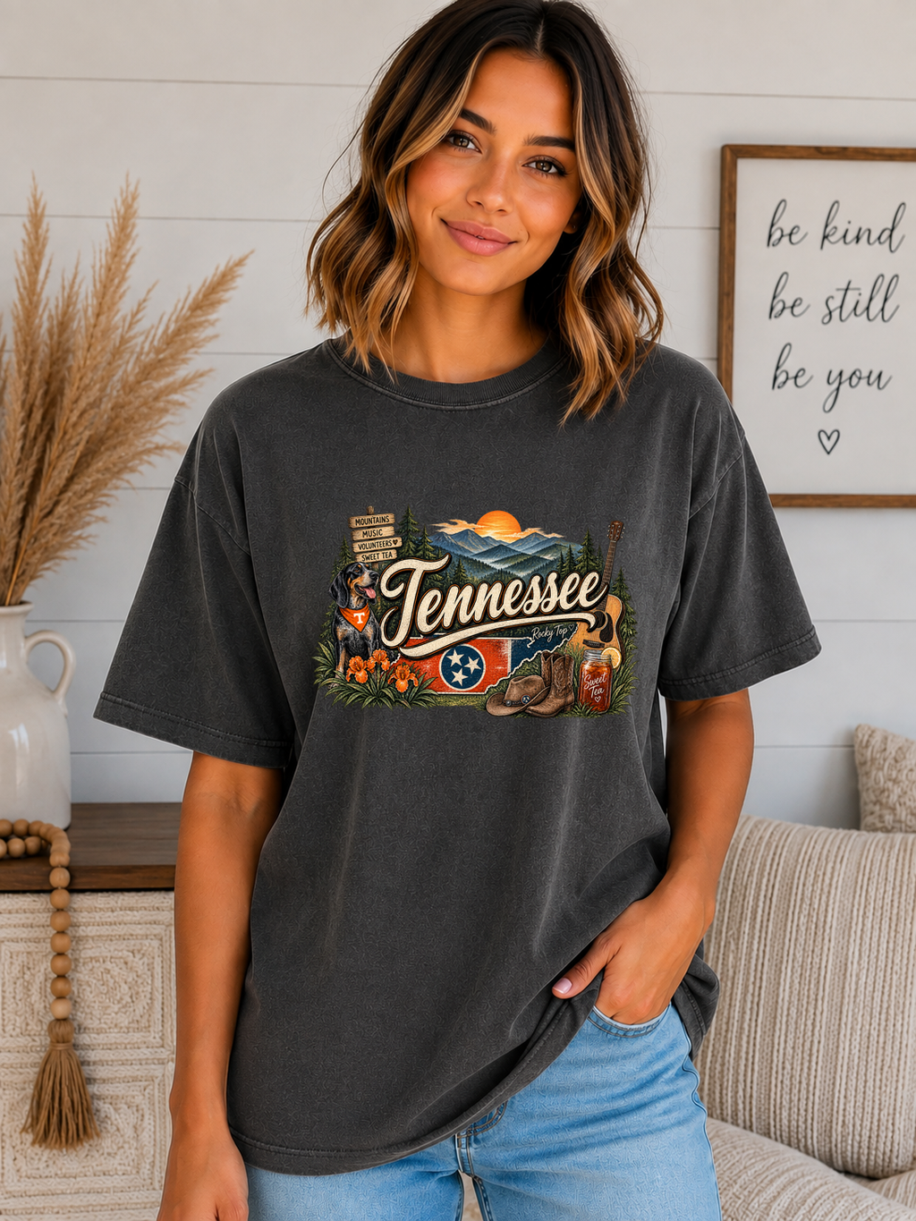 Tennessee Home Sweet Home Comfort Colors T-Shirt – Smoky Mountains, Music, Sweet Tea & Volunteer State Graphic Tee
