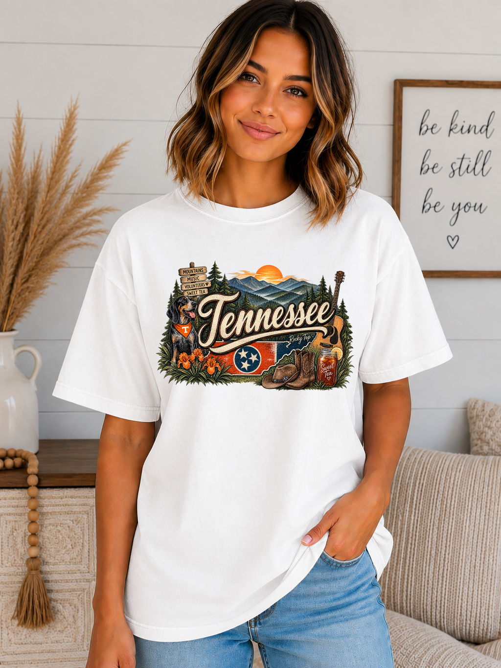 Tennessee Home Sweet Home Comfort Colors T-Shirt – Smoky Mountains, Music, Sweet Tea & Volunteer State Graphic Tee