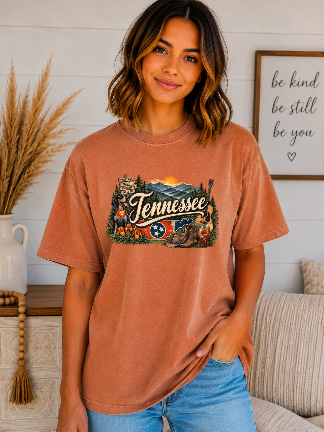 Tennessee Home Sweet Home Comfort Colors T-Shirt – Smoky Mountains, Music, Sweet Tea & Volunteer State Graphic Tee