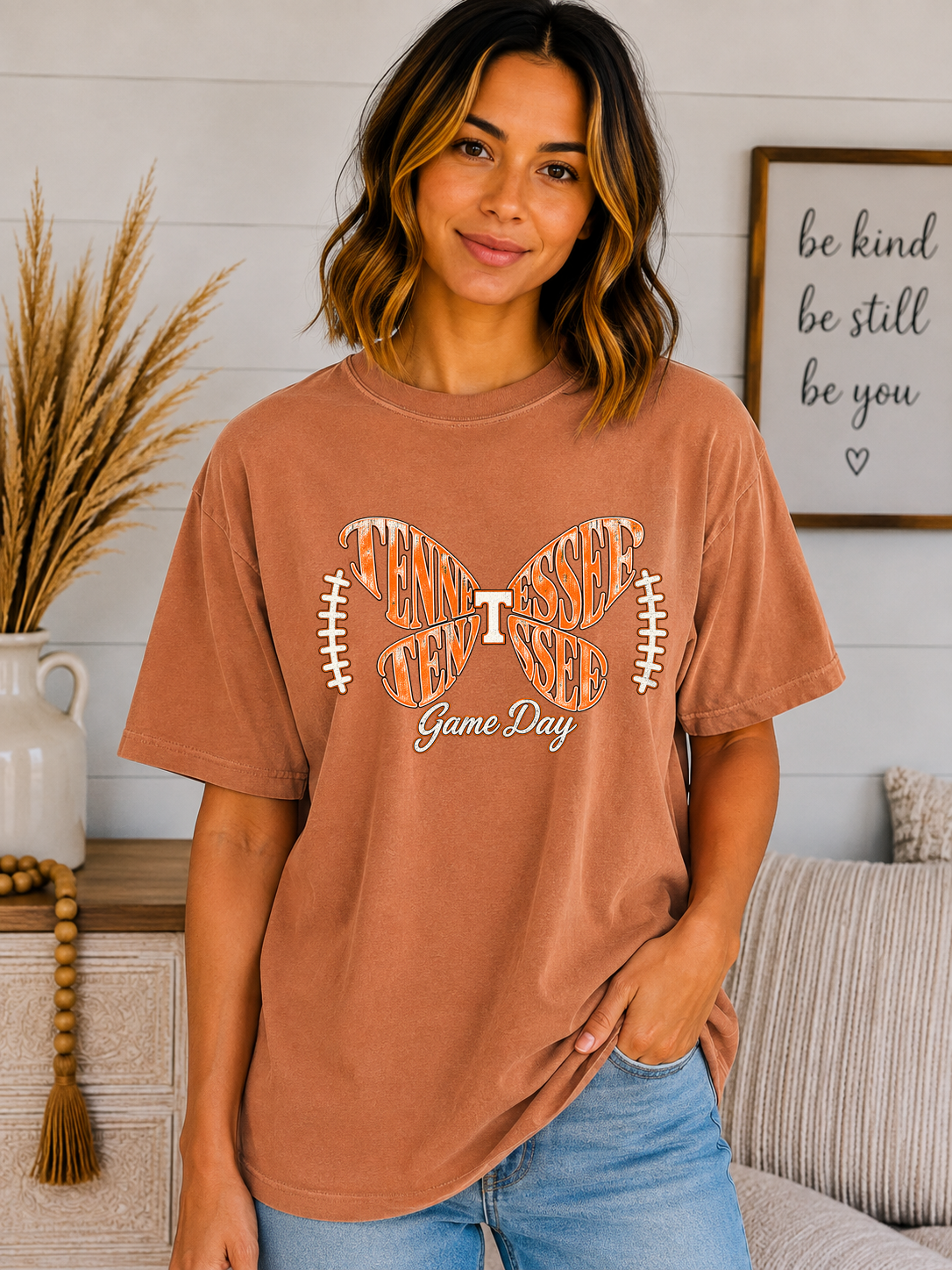 Tennessee Game Day Comfort Colors T-Shirt – Orange Butterfly Football Graphic Tee, Tennessee Football Fan Shirt