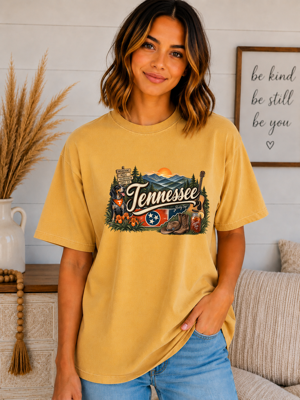 Tennessee Home Sweet Home Comfort Colors T-Shirt – Smoky Mountains, Music, Sweet Tea & Volunteer State Graphic Tee